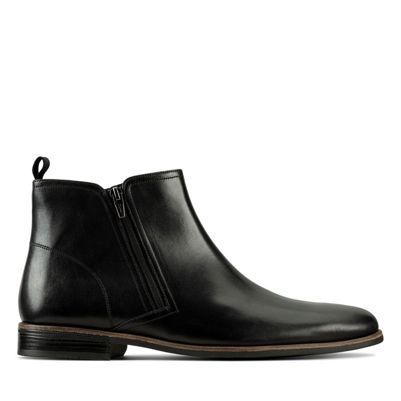 Black Clarks Stanford Zip Men's Ankle Boots | 86326844