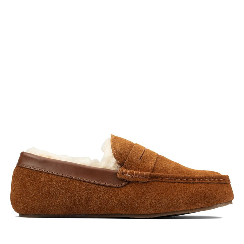 Dark Brown Clarks Kite Warm Men's Slip On | 35620003