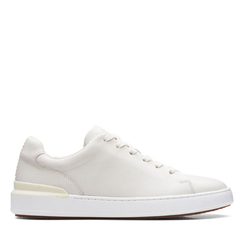 White Clarks Court Lite Lace Men's Trainers | 94660905