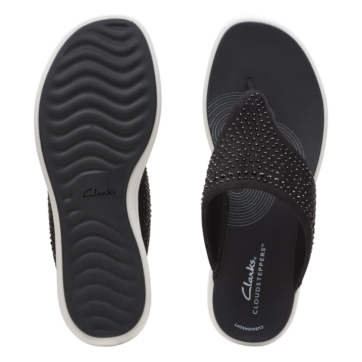 Black Clarks Drift Jaunt Women's Flip Flops | 80547432