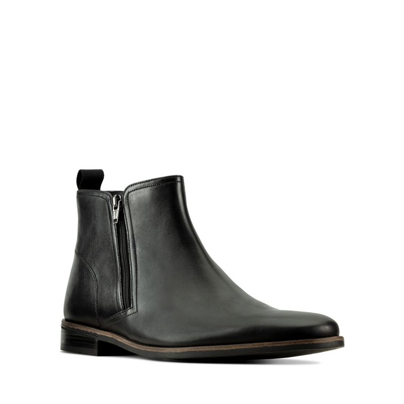 Black Clarks Stanford Zip Men's Ankle Boots | 86326844