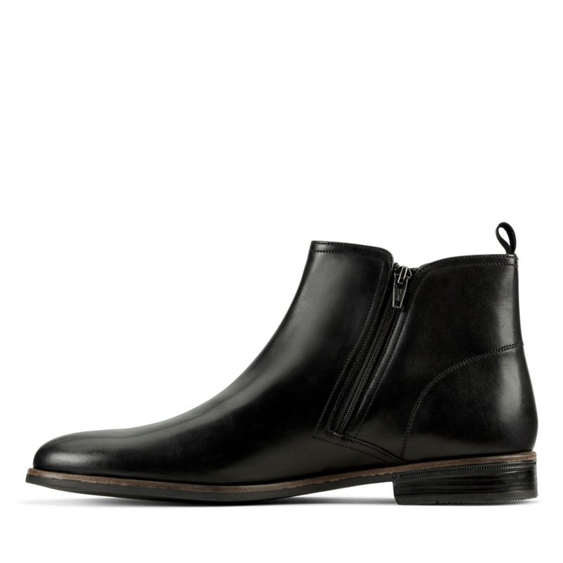 Black Clarks Stanford Zip Men's Ankle Boots | 86326844