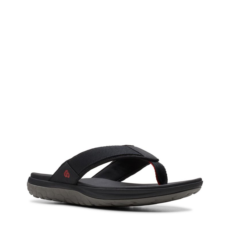 Black Clarks Step Beat Dune Men's Flip Flops | 86553947