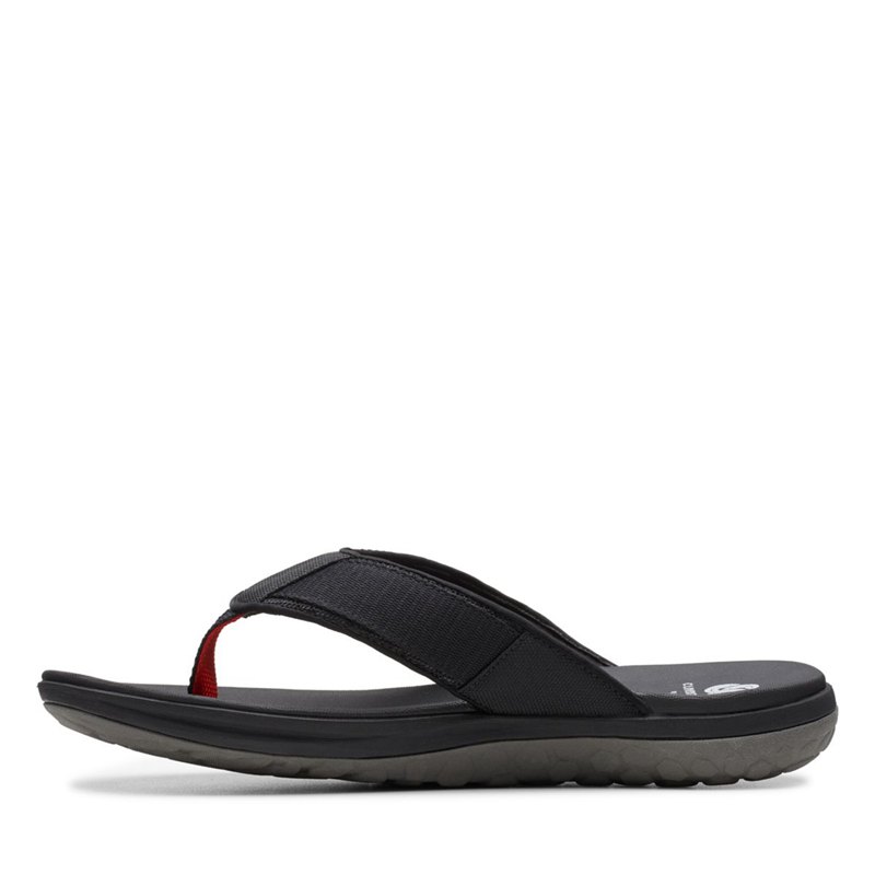 Black Clarks Step Beat Dune Men's Flip Flops | 86553947