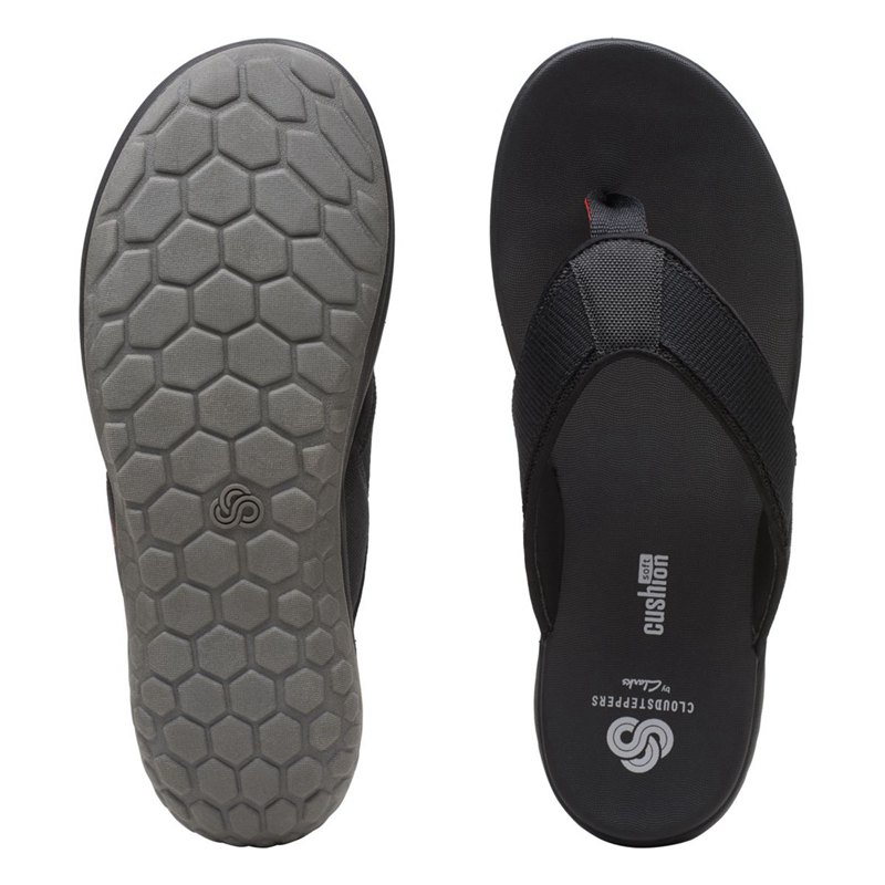 Black Clarks Step Beat Dune Men's Flip Flops | 86553947