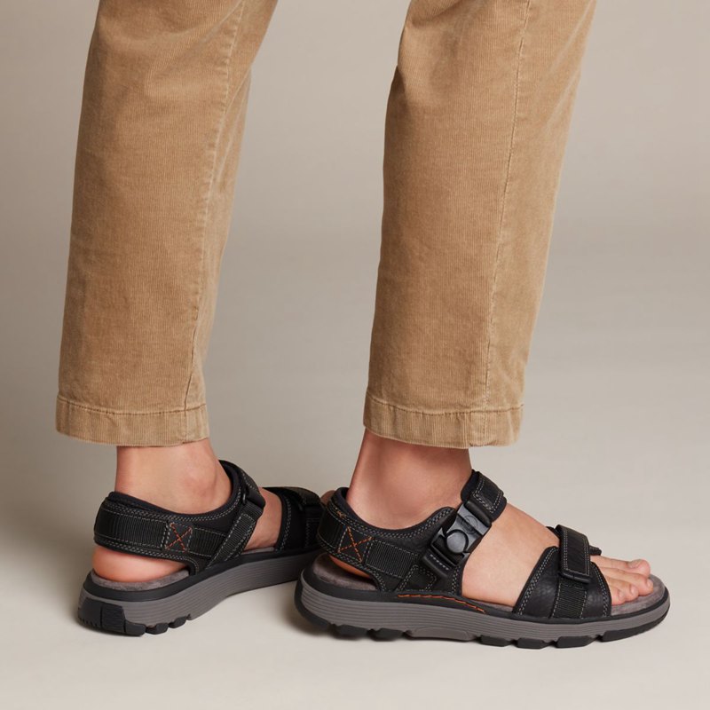 Black Clarks Un Trek Part Men's Sandals | 67175407