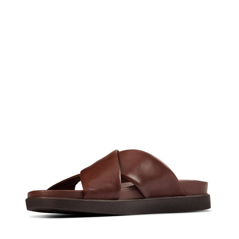 Brown Clarks Sunder Cross Men's Mules | 50271452