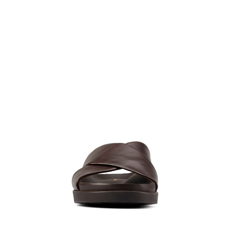 Dark Brown Clarks Sunder Cross Men's Mules | 22670710