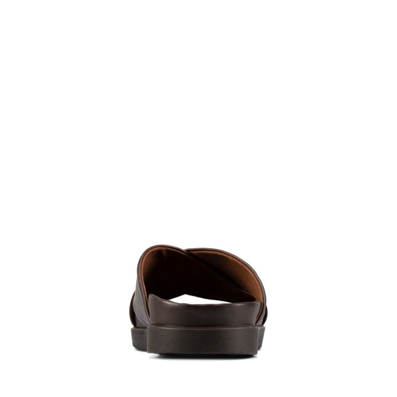 Dark Brown Clarks Sunder Cross Men's Mules | 22670710