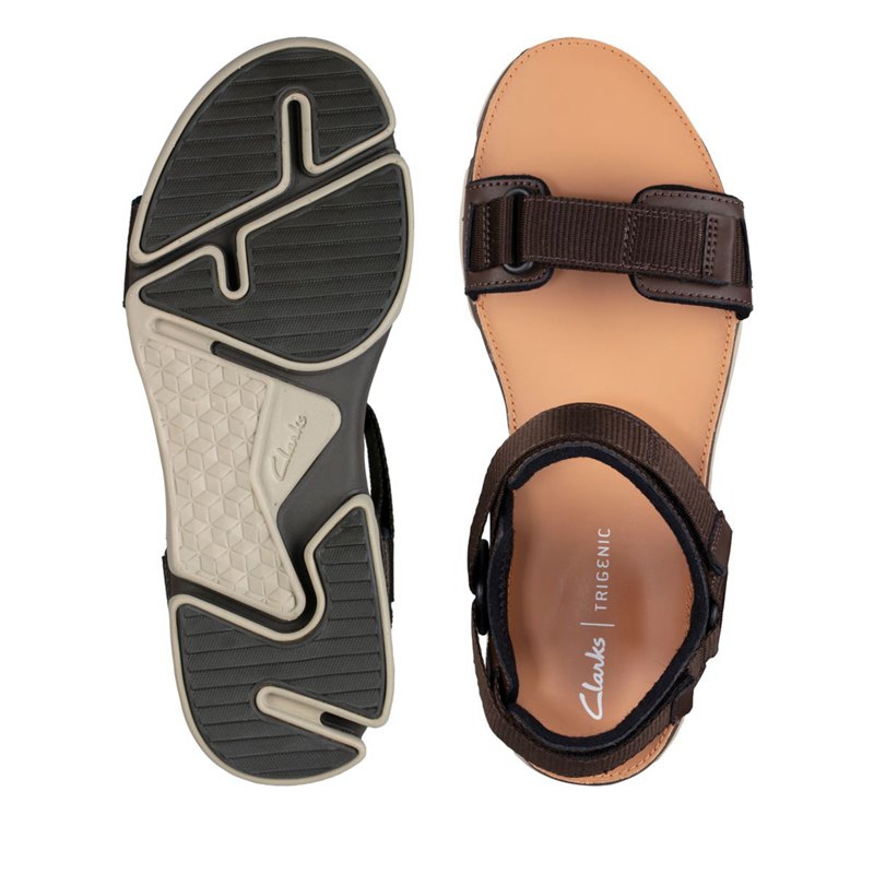 Dark Brown Clarks Tri Cove Trail Men's Sandals | 31222369