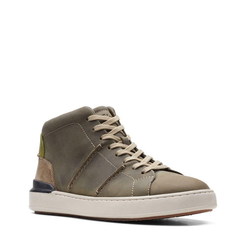 Dark Olive Clarks Court Lite Hi Men's Ankle Boots | 48933384