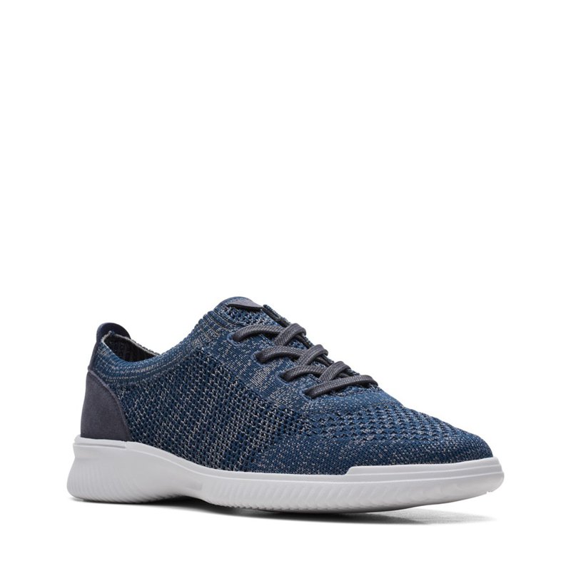 Navy Clarks Donaway Knit Men's Trainers | 38123528