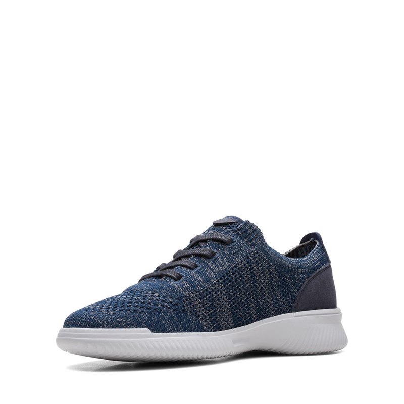 Navy Clarks Donaway Knit Men's Trainers | 38123528