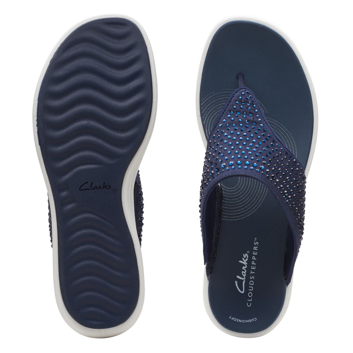 Navy Clarks Drift Jaunt Women's Flip Flops | 43641617