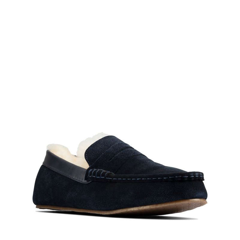 Navy Clarks Kite Warm Men's Slip On | 40363087