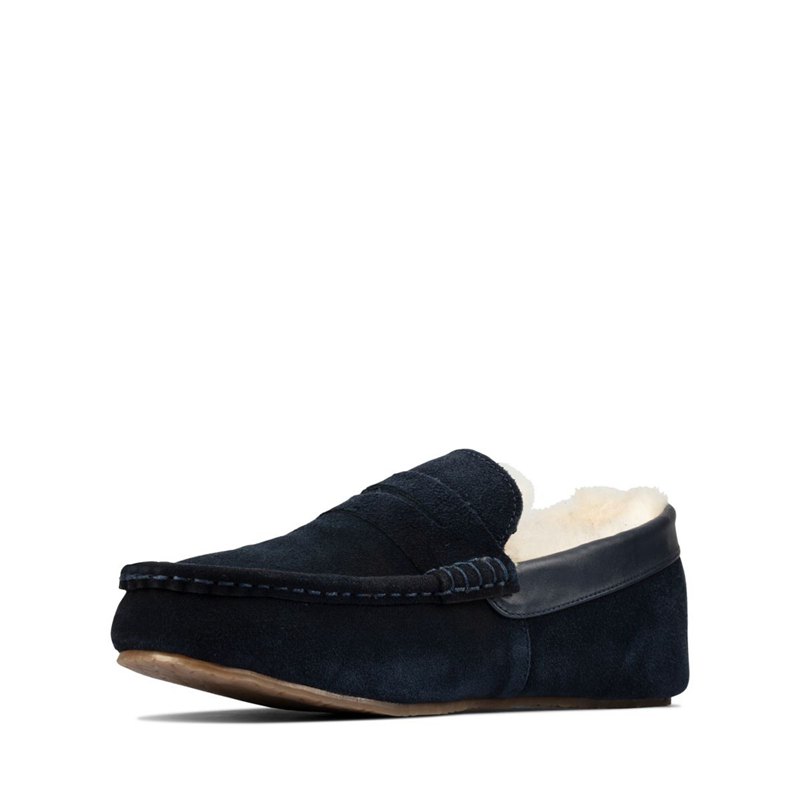 Navy Clarks Kite Warm Men's Slip On | 40363087