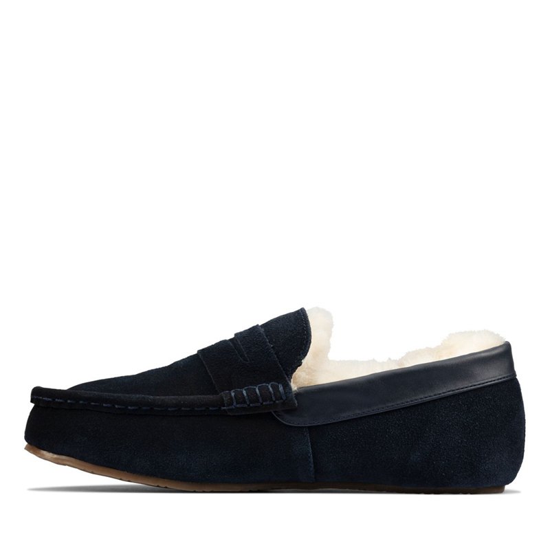 Navy Clarks Kite Warm Men's Slip On | 40363087