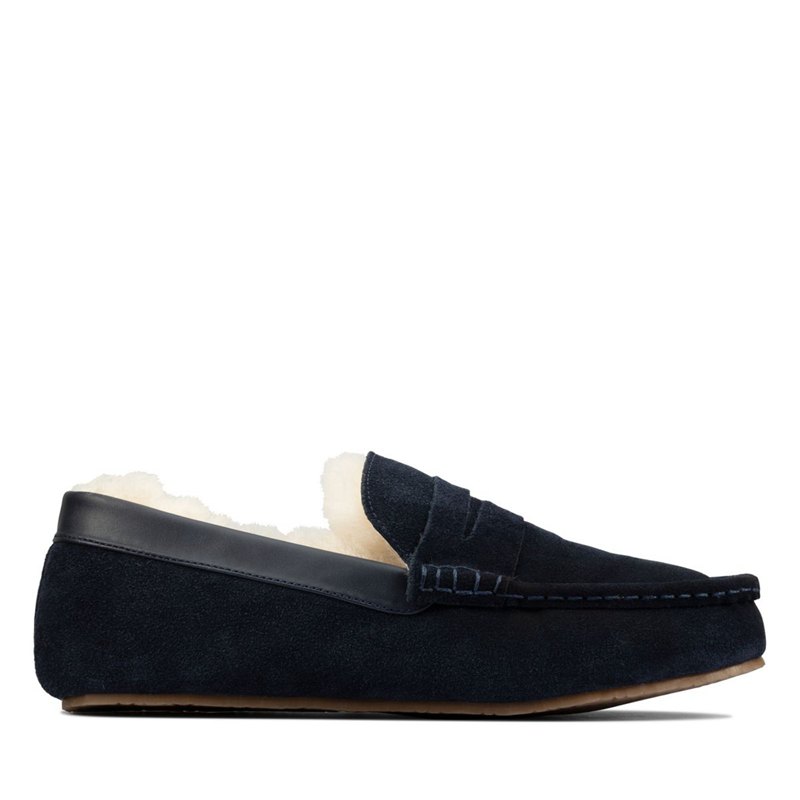 Navy Clarks Kite Warm Men\'s Slip On | 40363087