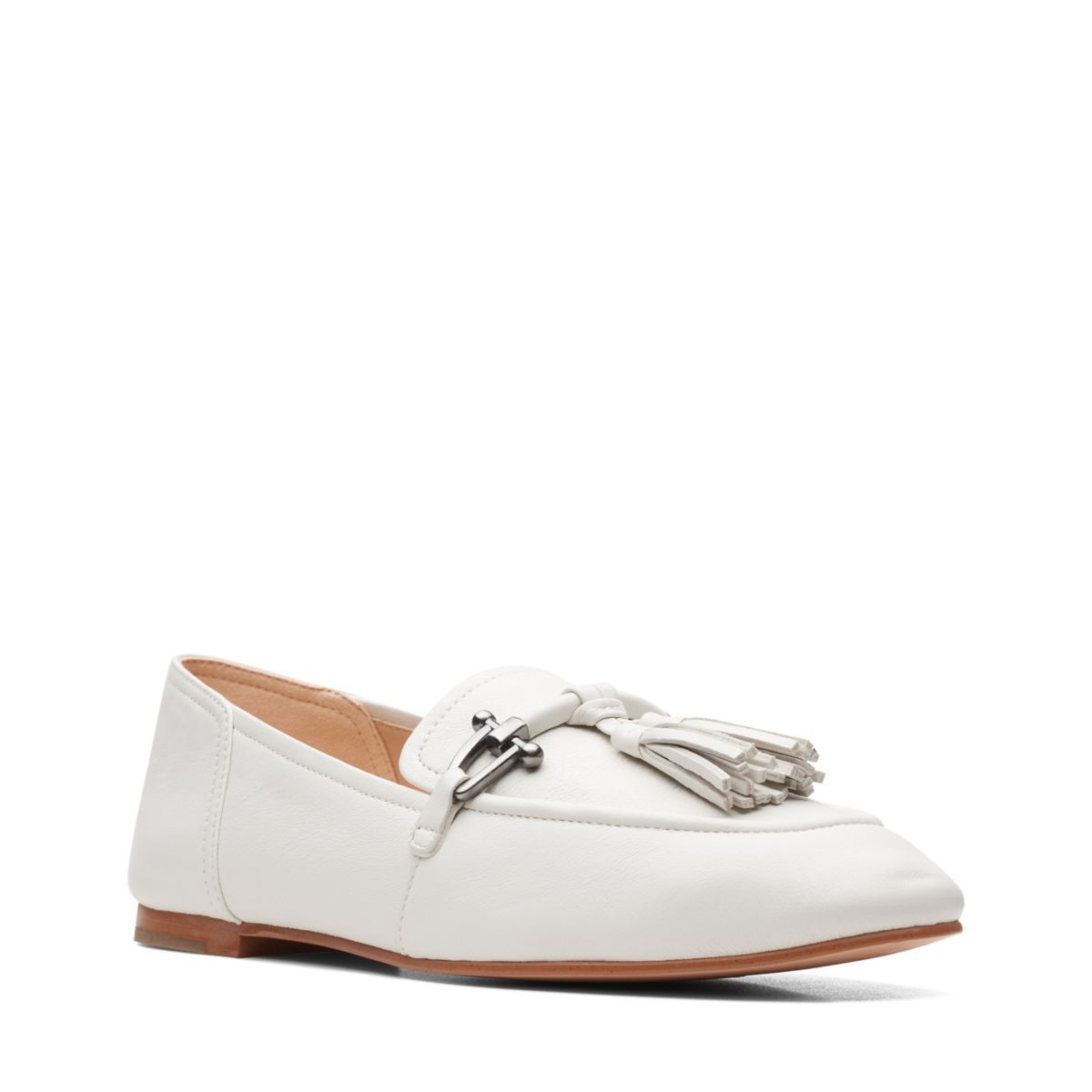 White Clarks Pure 2 Tassel Women's Ballerina | 26665482