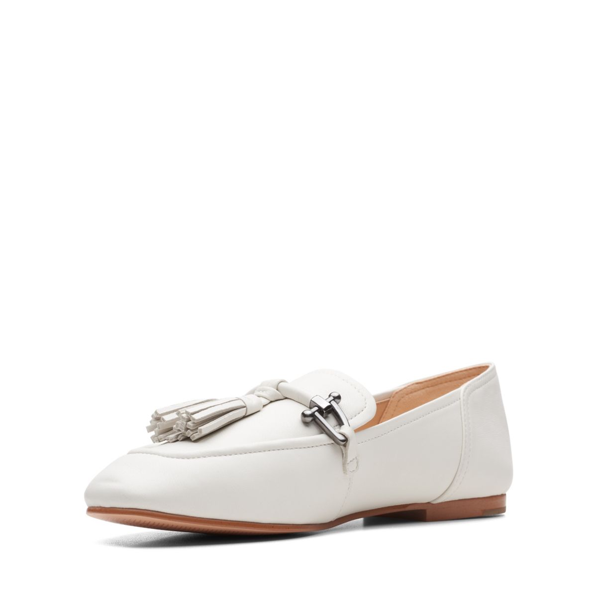 White Clarks Pure 2 Tassel Women's Ballerina | 26665482