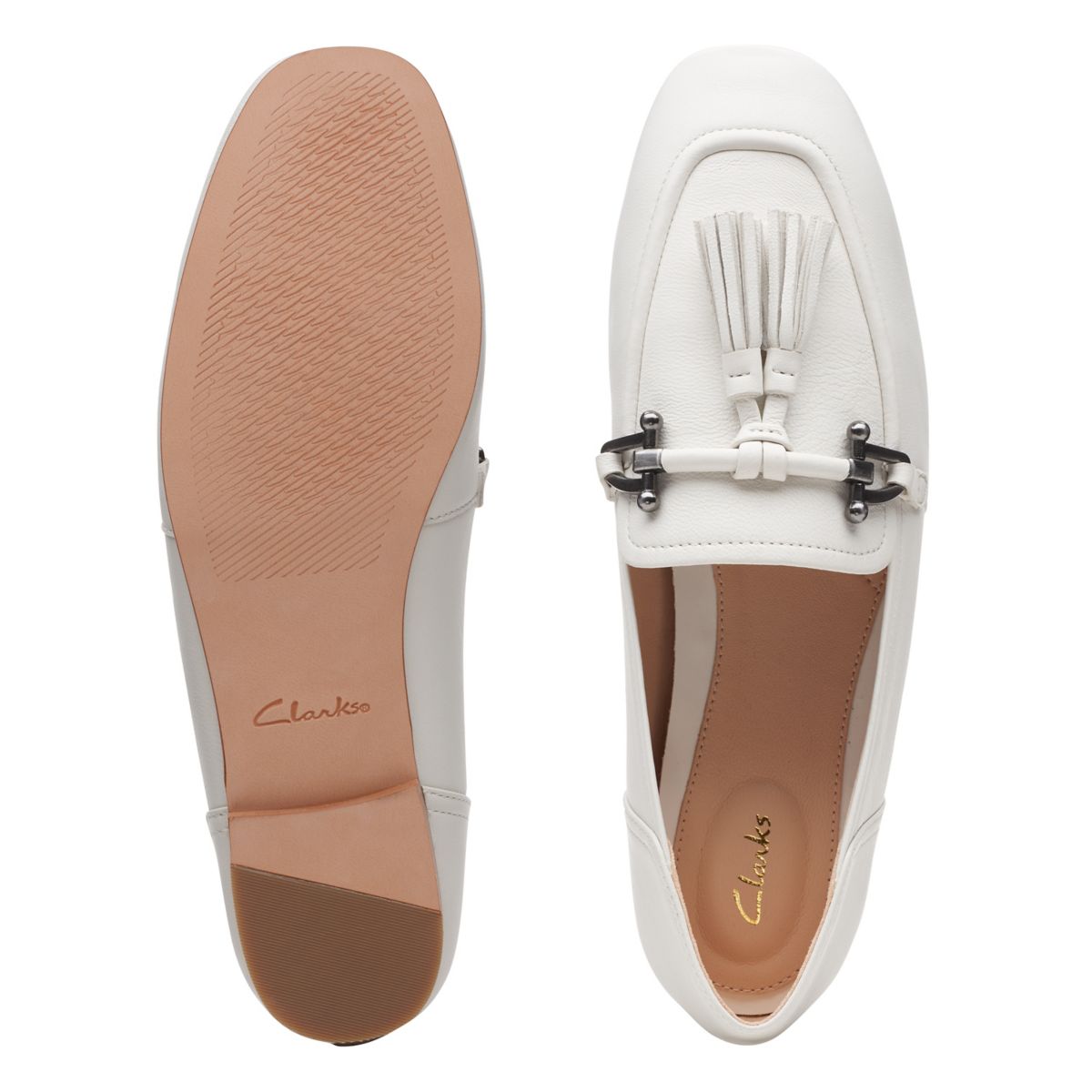 White Clarks Pure 2 Tassel Women's Ballerina | 26665482